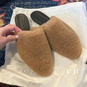 Jenni Kayne Women's Tan Pointed Toe Slip On Shearling Mule Shoes Size 41